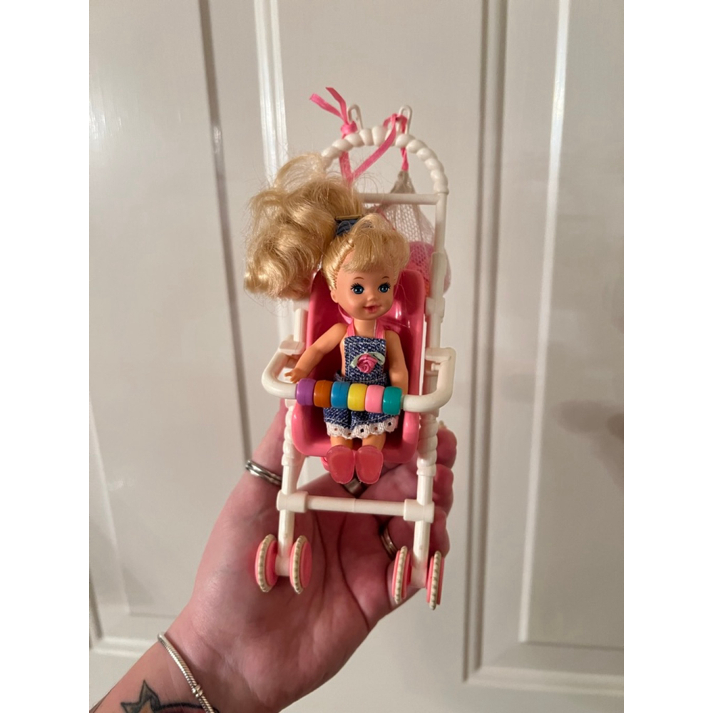 1995 Fisher-Price Strollin’ Fun Kelly Doll & Stroller One Size Pink White